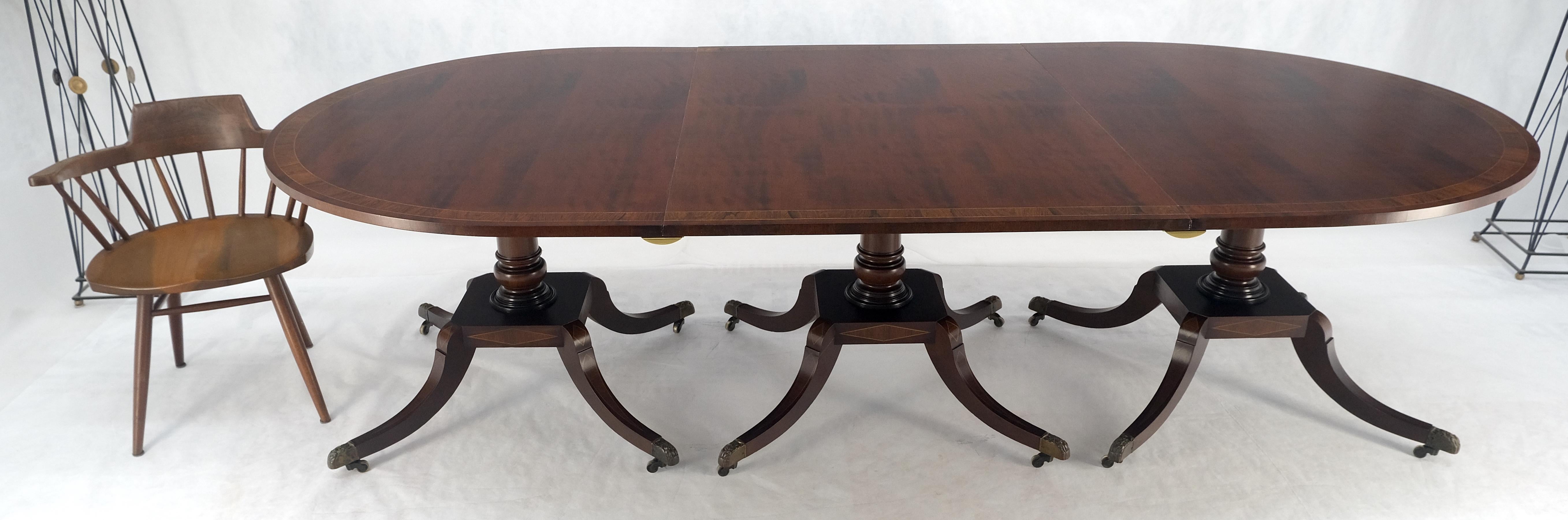 Brass Banded Mahogany Tripple Pedestal Base 3 Ext. Section 157