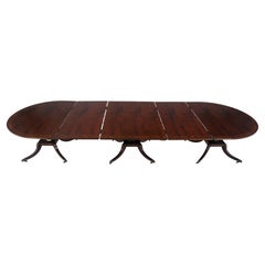 Banded Mahogany Tripple Pedestal Base 3 Ext. Section 157" Long Dining Table MINT