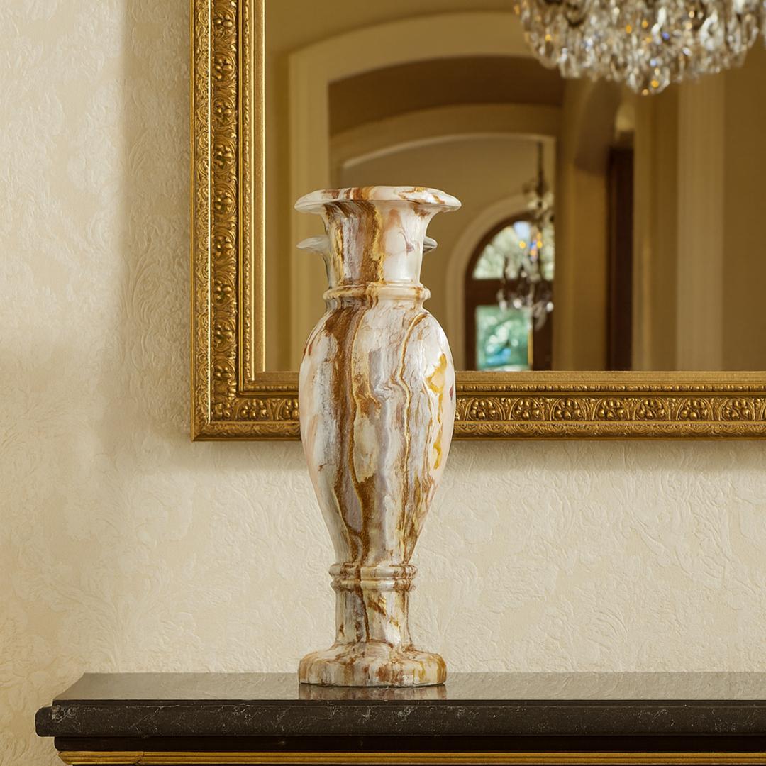 Banded Onyx Vase (First of a Pair) In New Condition For Sale In New York, NY