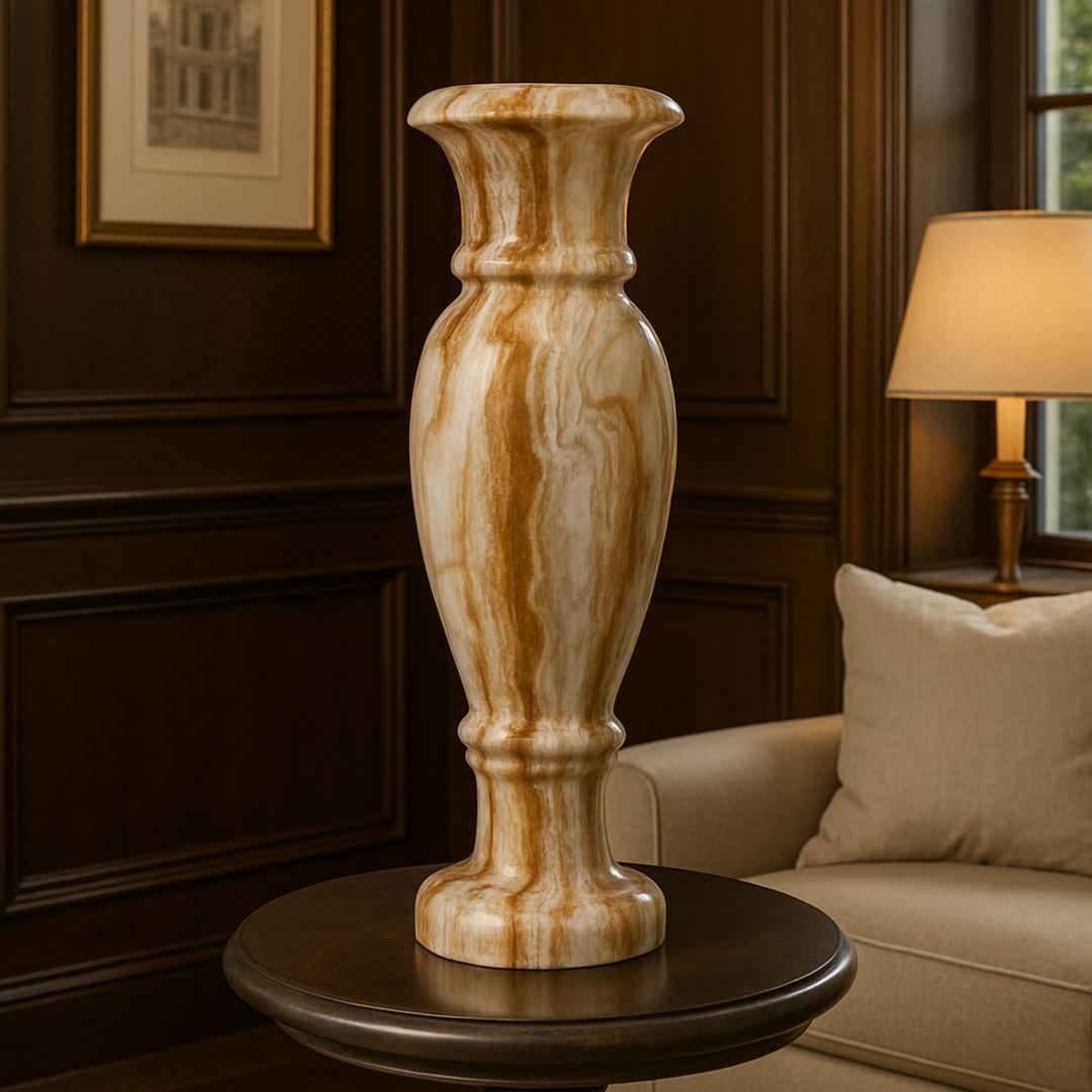 Contemporary Banded Onyx Vase (First of a Pair) For Sale