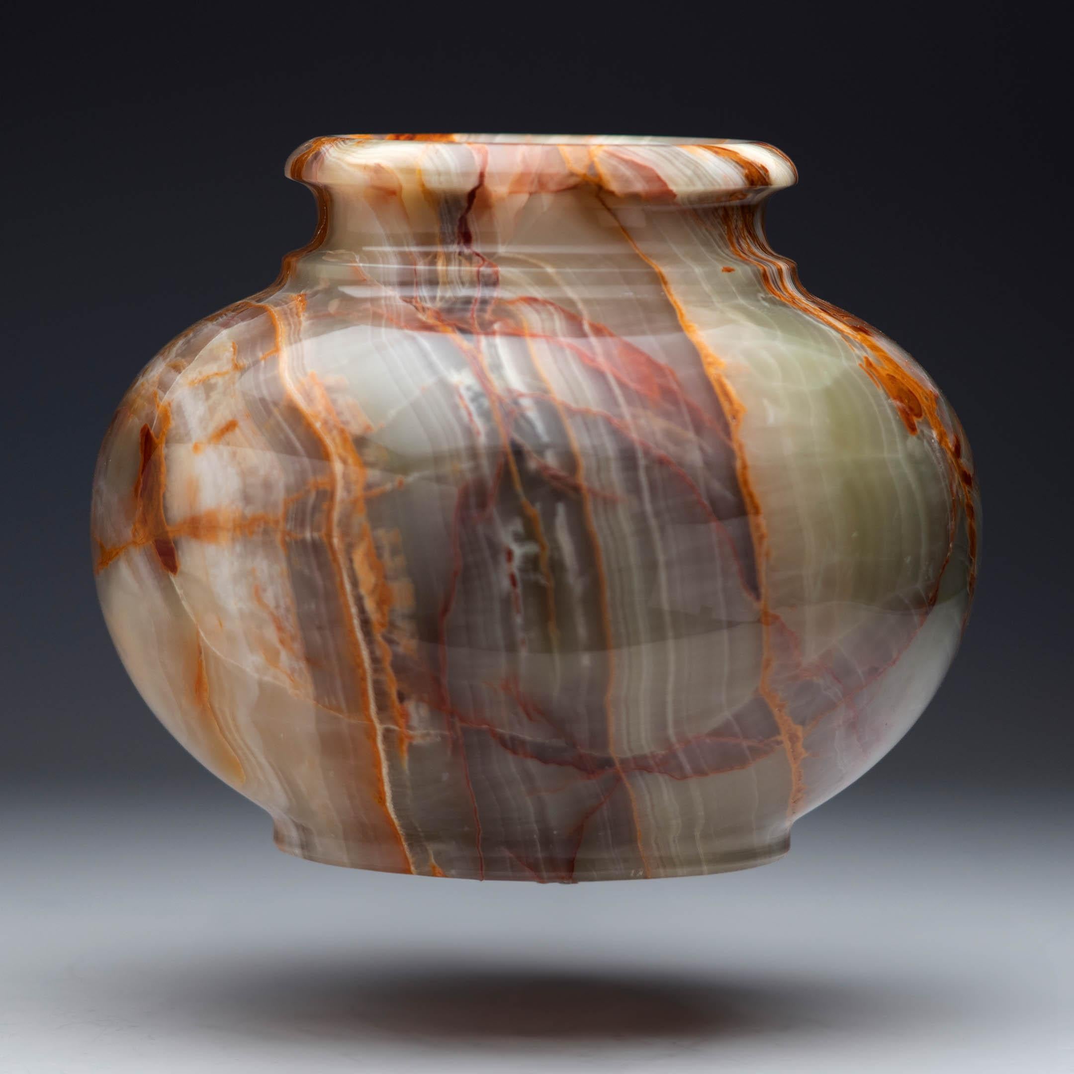 Pakistani Banded Onyx Vase For Sale