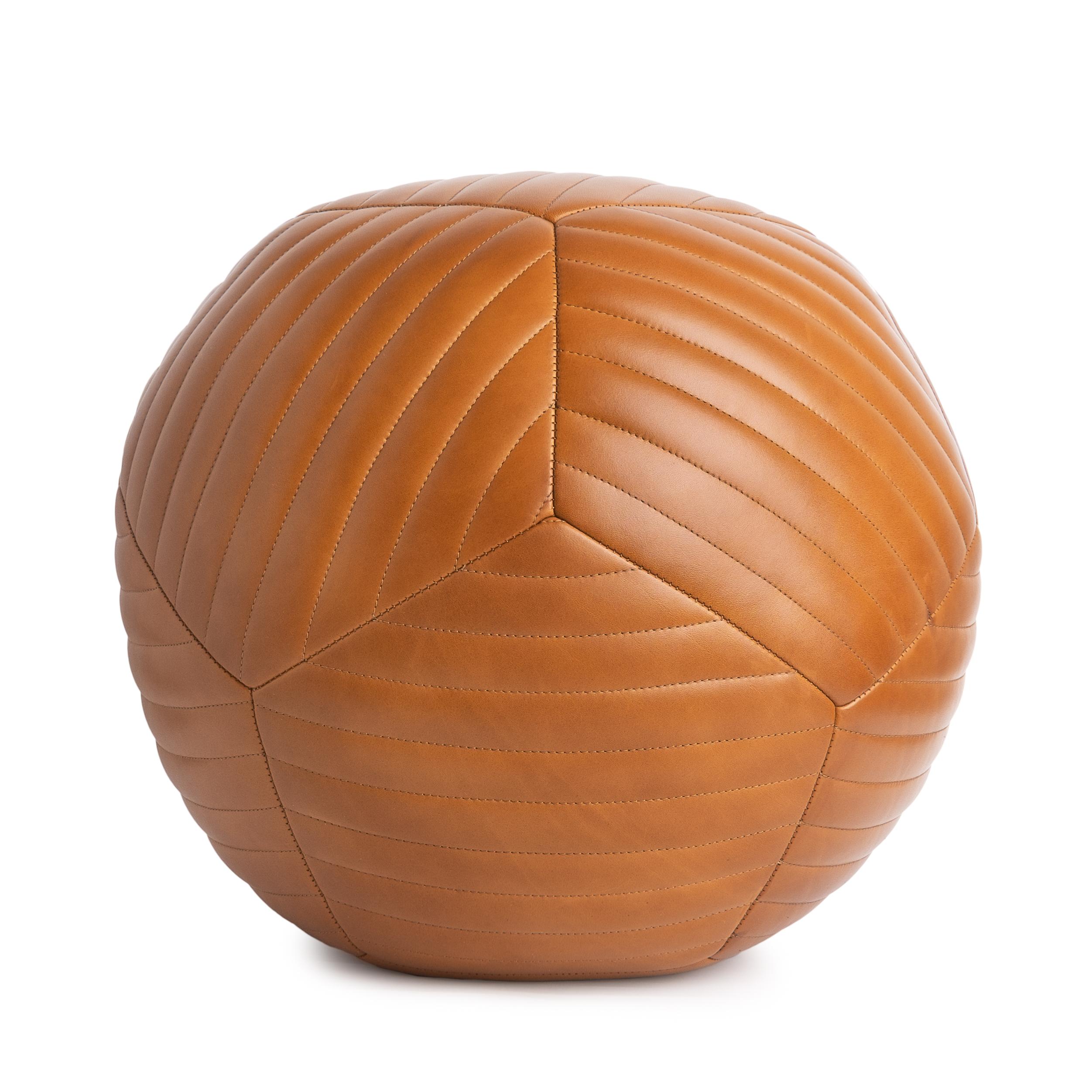 Featured with banded detailing, the banded ottoman is inspired by fundamental geometry. These structured and supportive round ball ottomans are designed to function as a traditional leg rest, add a twist to secondary living room seating, or as