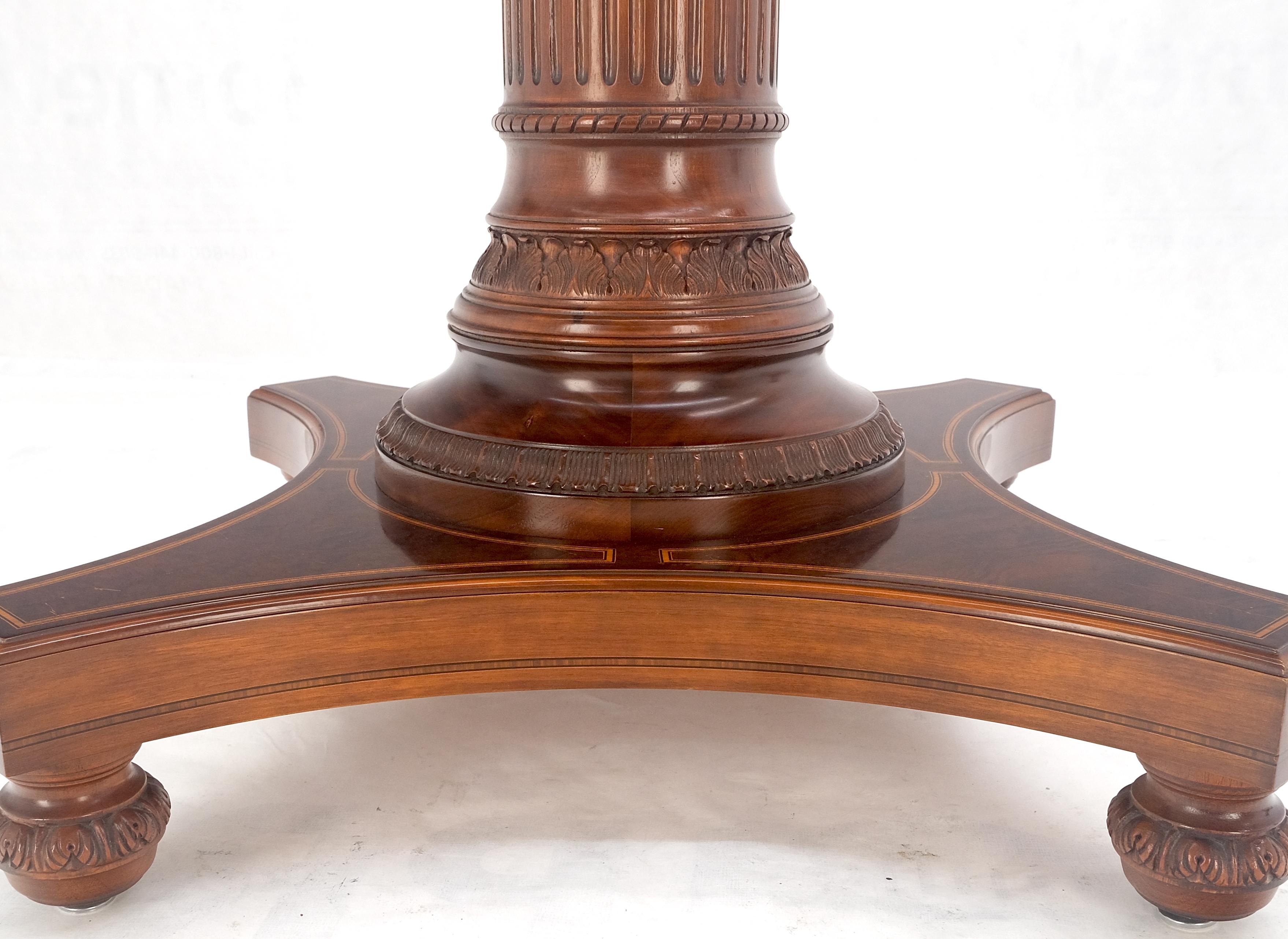 Federal Banded Oval Racetrack Shape Carved Double Pedestal Burl Walnut 13' Long Dining  For Sale