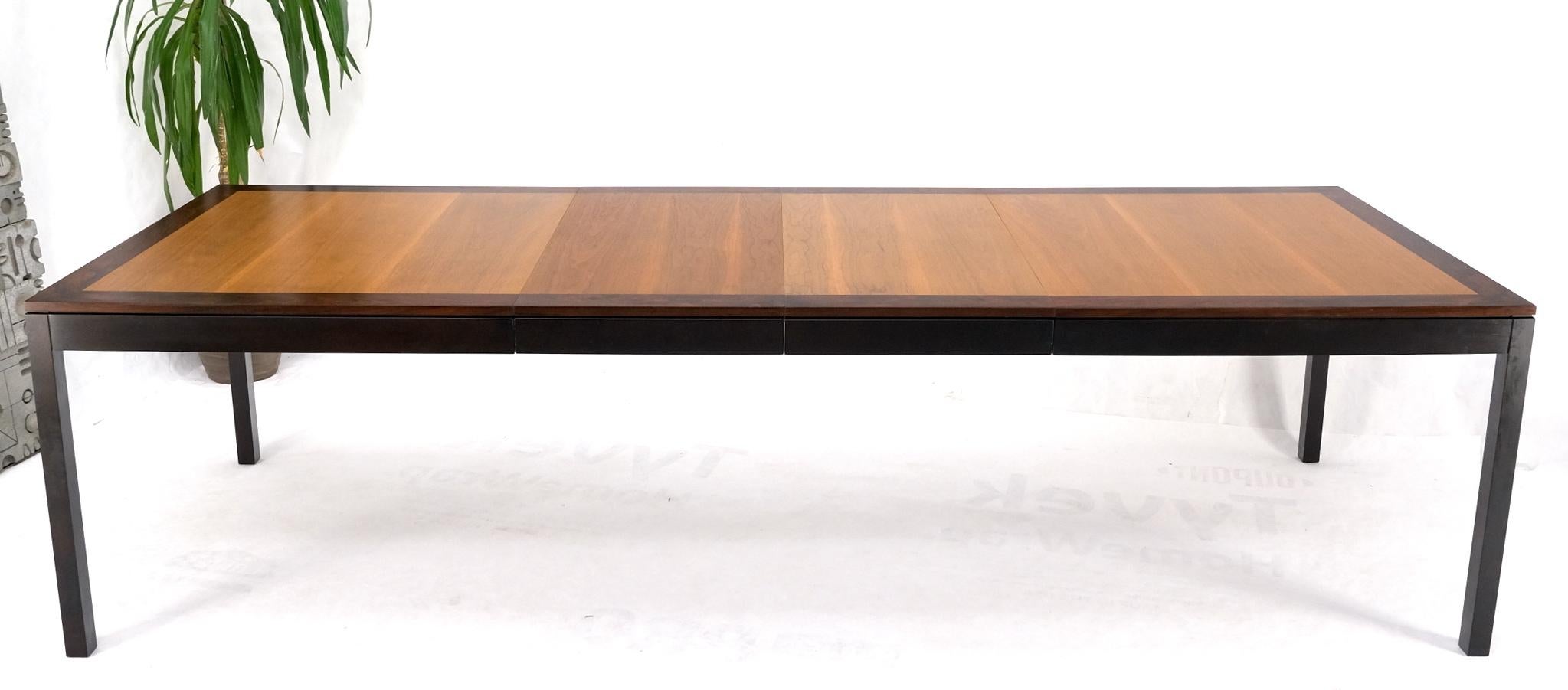 Banded Rosewood & Walnut Rectangle Dining Table w/ Two 20