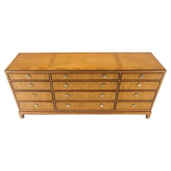 Banded Top 12 Drawers Yew Wood Bracket Feet Mid Century Credenza Dresser MINT!