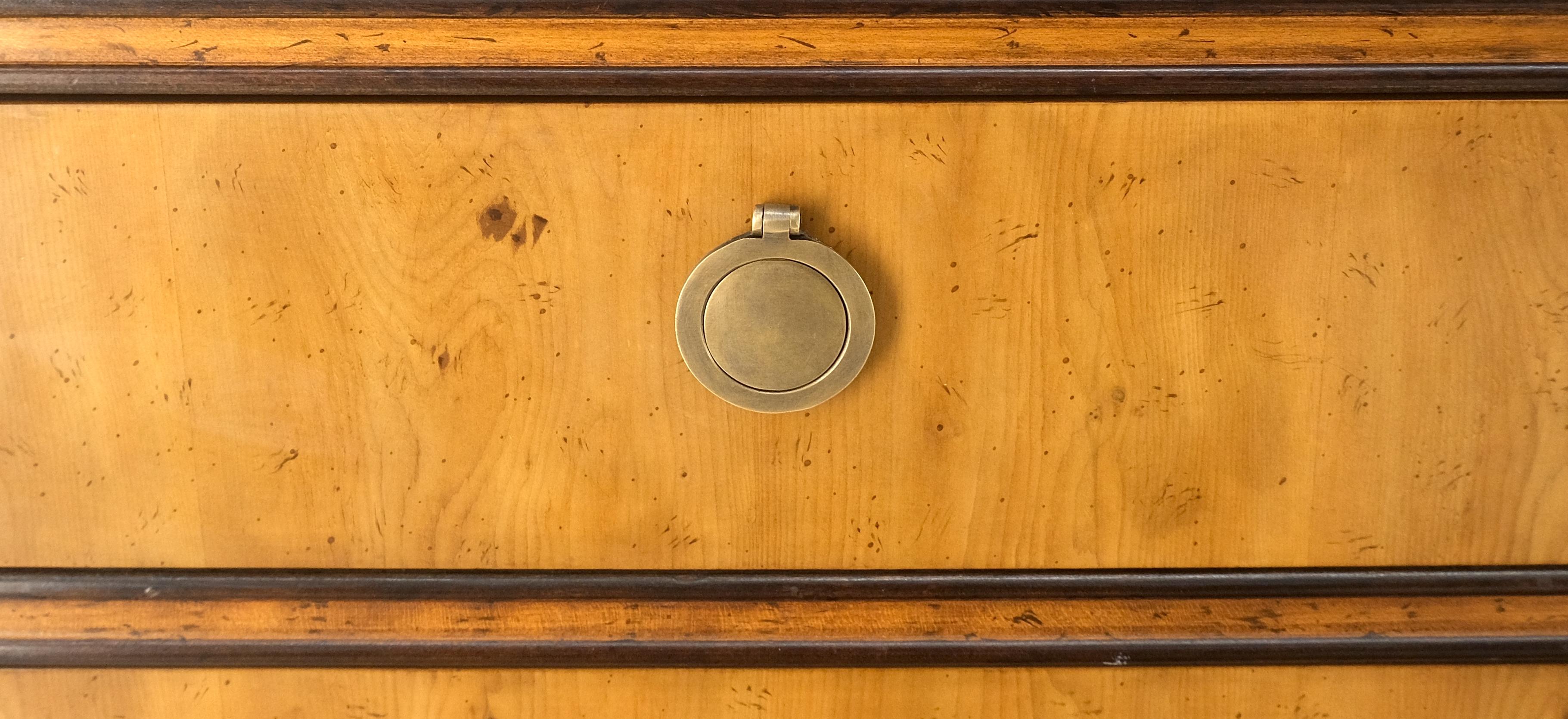 American Banded Top 12 Drawers Yew Wood Bracket Feet Mid Century Credenza Dresser MINT! For Sale