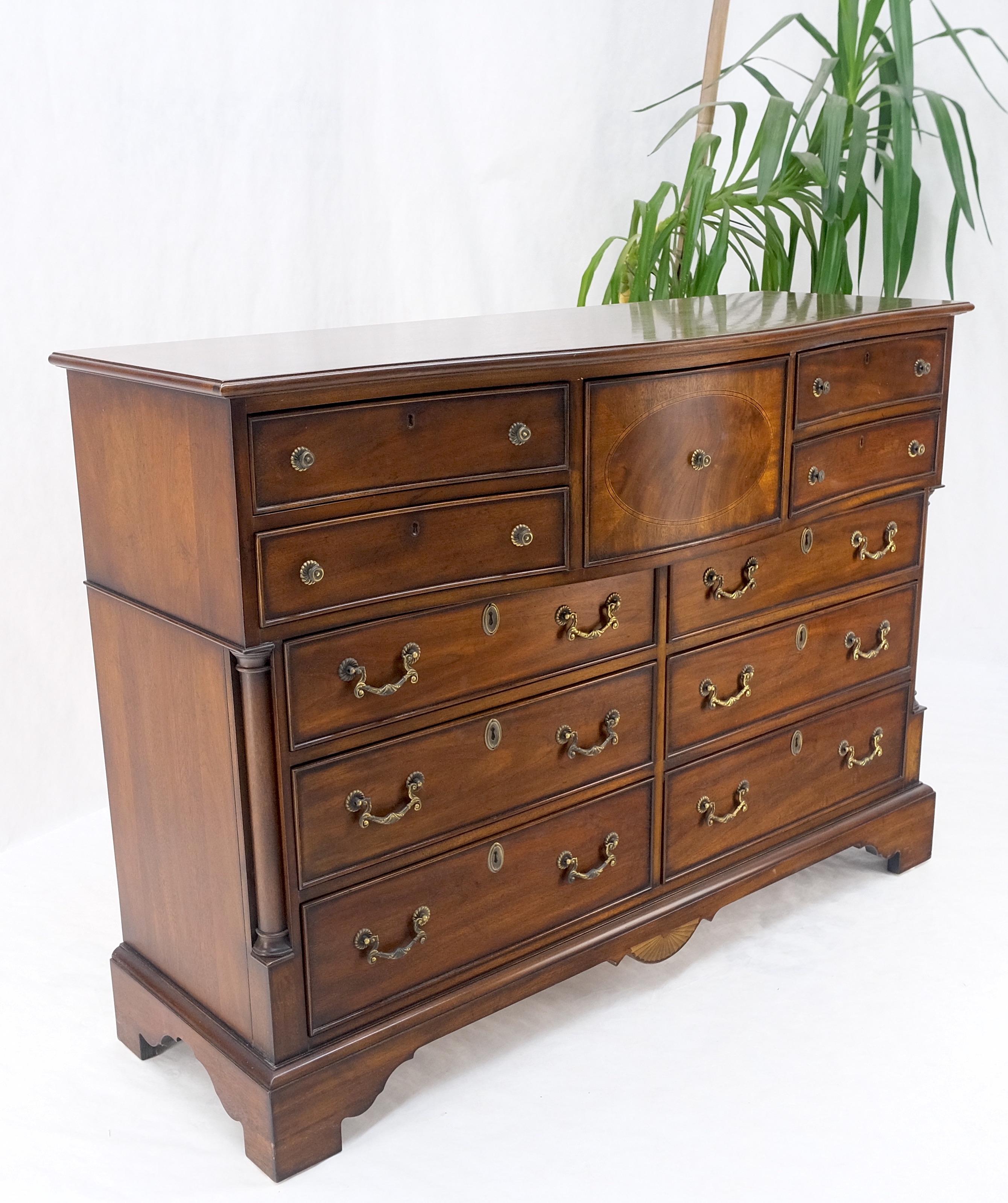 Banded Top Mahogany Inlayed Bracket Feet 11 Drawers Dresser Credenza MINT! For Sale 7