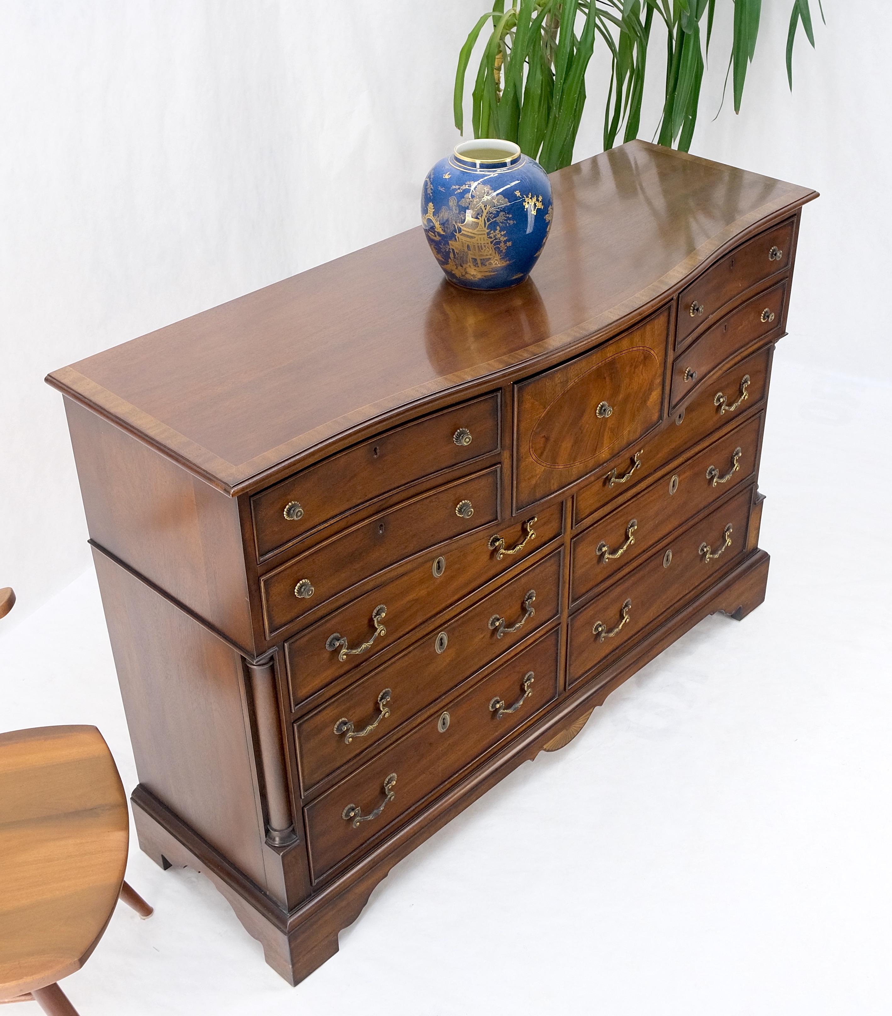 Banded Top Mahogany Inlayed Bracket Feet 11 Drawers Dresser Credenza MINT! For Sale 11