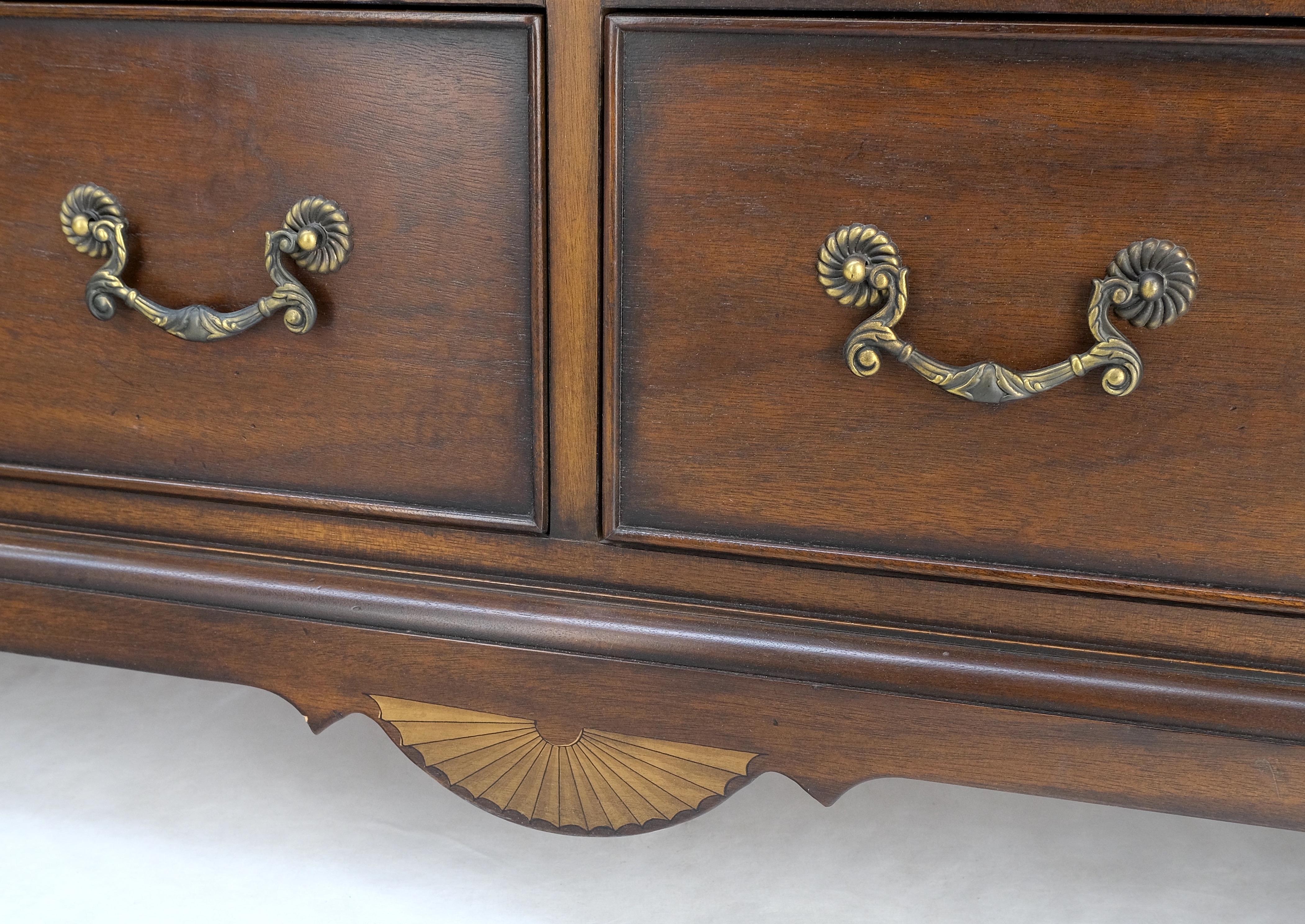 20th Century Banded Top Mahogany Inlayed Bracket Feet 11 Drawers Dresser Credenza MINT! For Sale