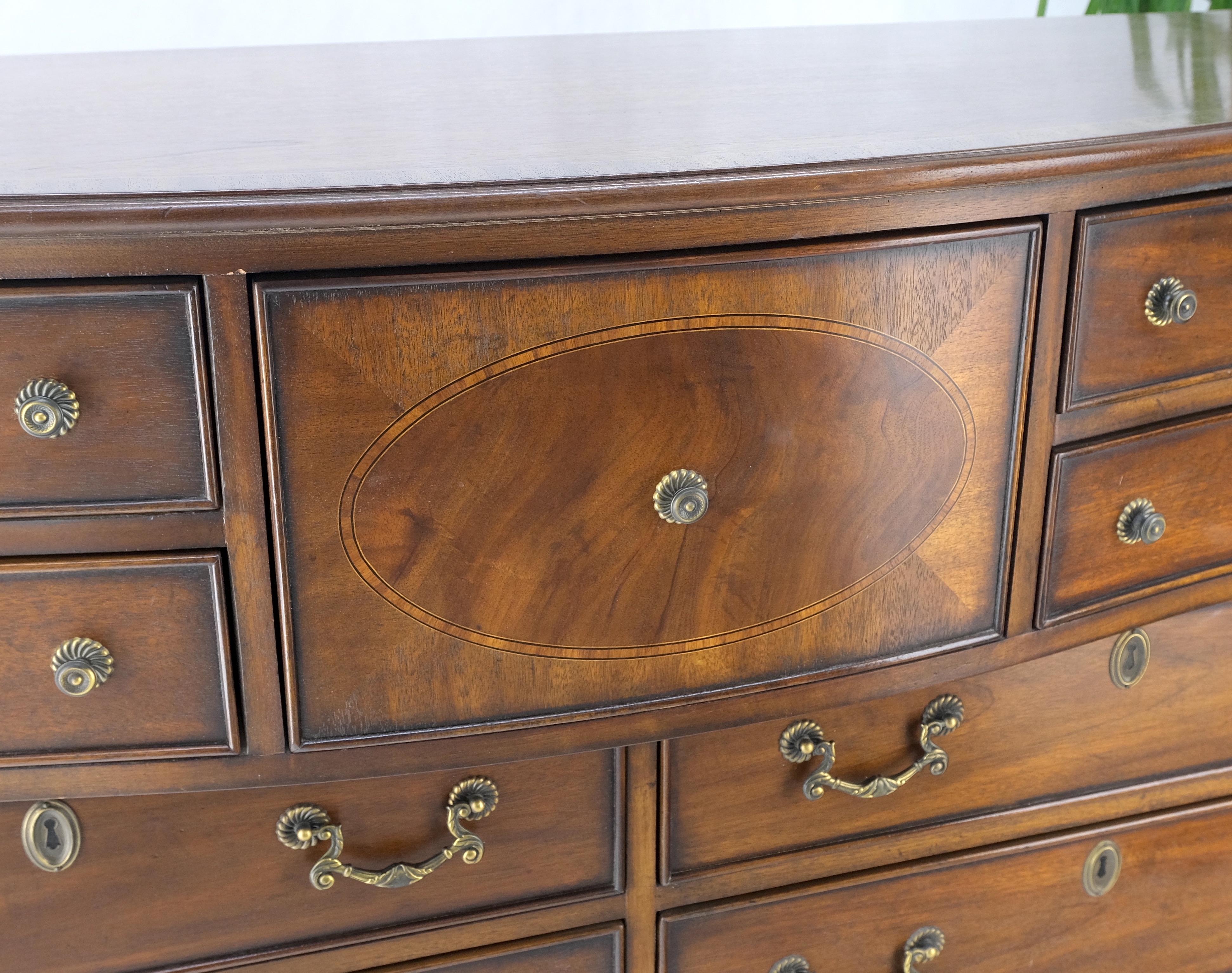 Banded Top Mahogany Inlayed Bracket Feet 11 Drawers Dresser Credenza MINT! For Sale 1