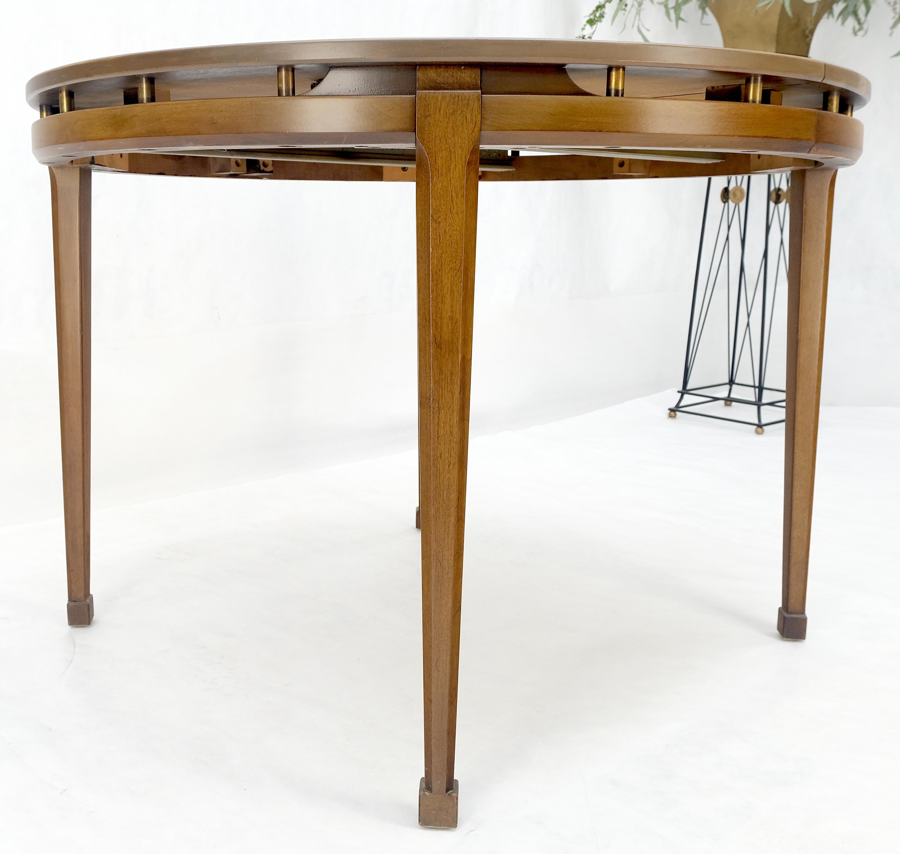 Banded Top Round Walnut Mid Century Modern Dining Table 2 Leaves MINT! For Sale 8