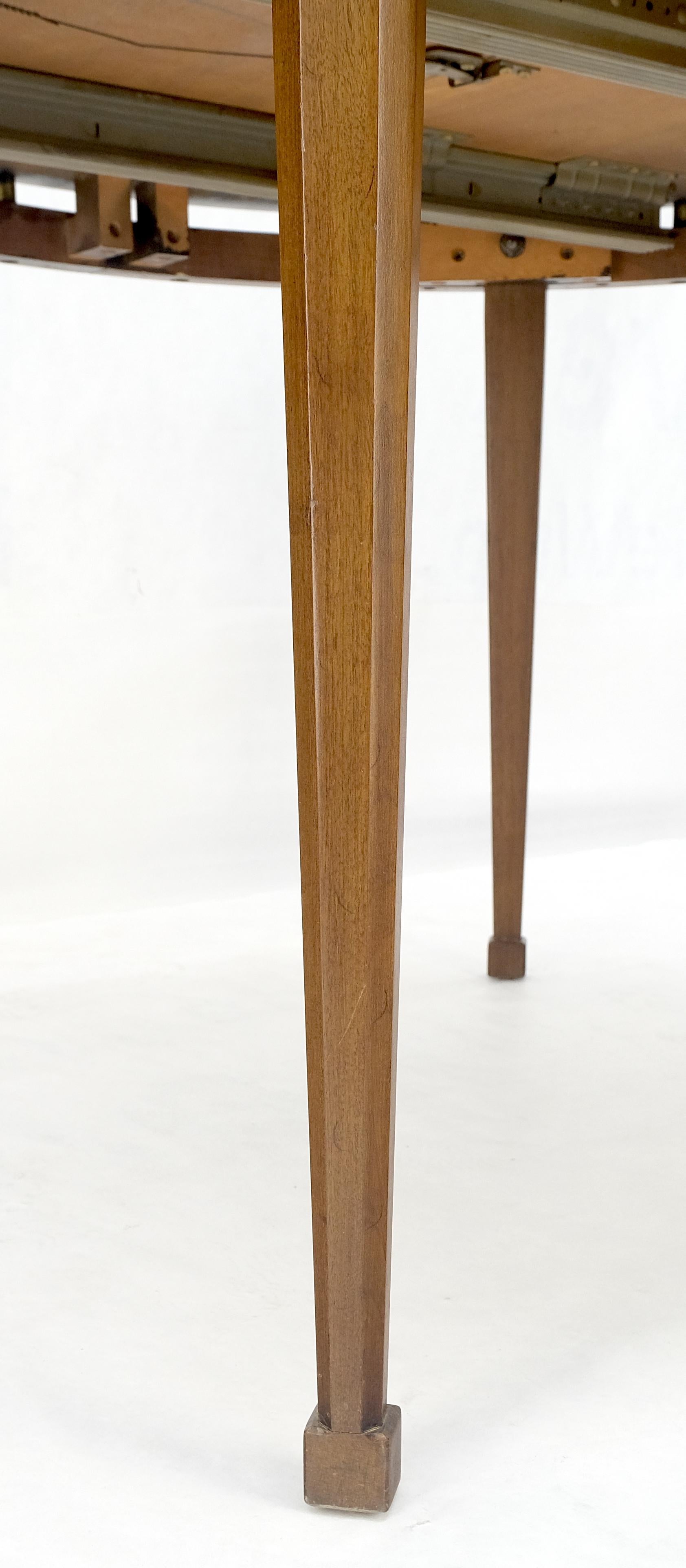 Banded Top Round Walnut Mid Century Modern Dining Table 2 Leaves MINT! For Sale 9
