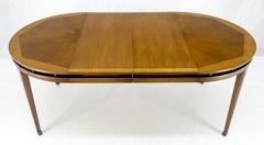 Banded Top Round Walnut Mid Century Modern Dining Table 2 Leaves MINT!