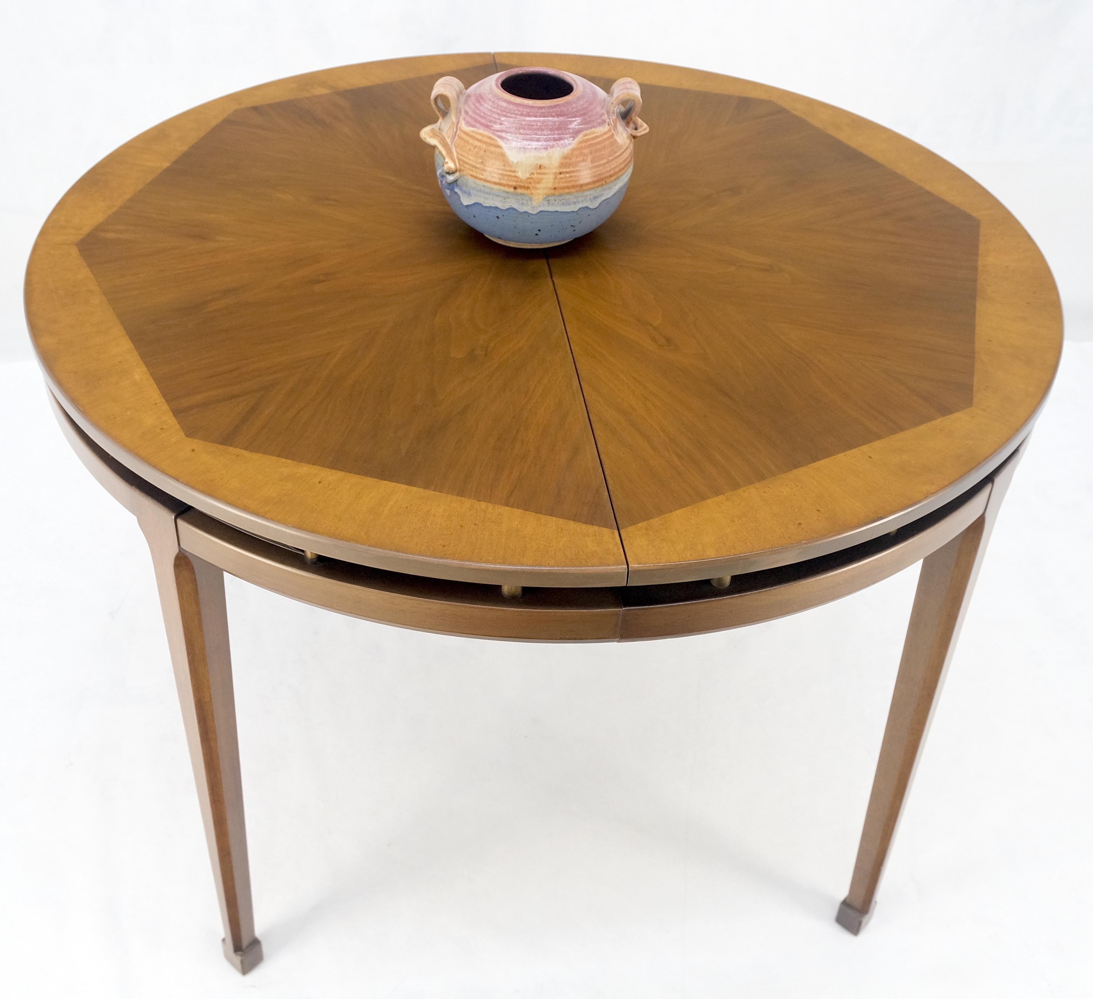 Banded Top Round Walnut Mid Century Modern Dining Table 2 Leaves MINT! For Sale 2
