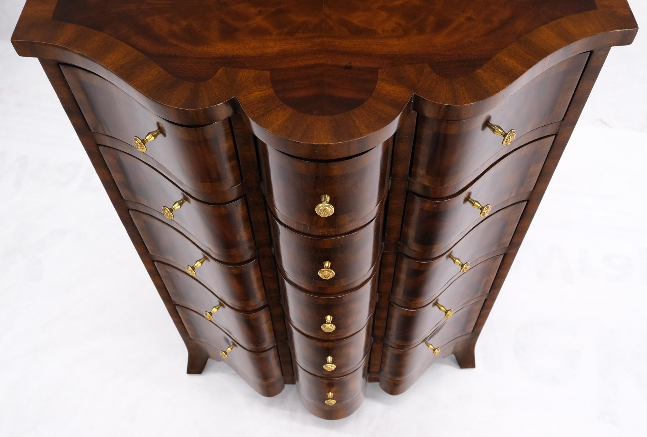 Banded Top Serpentine Front 5 Drawers Petite Commode Bachelor Chest Dresser 5