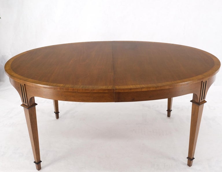 Banded Walnut Oval Mid-Century Modern Dining Table w/ Two Extension Leaves Board 7