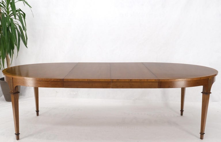 Banded Walnut Oval Mid-Century Modern Dining Table w/ Two Extension Leaves Board 9