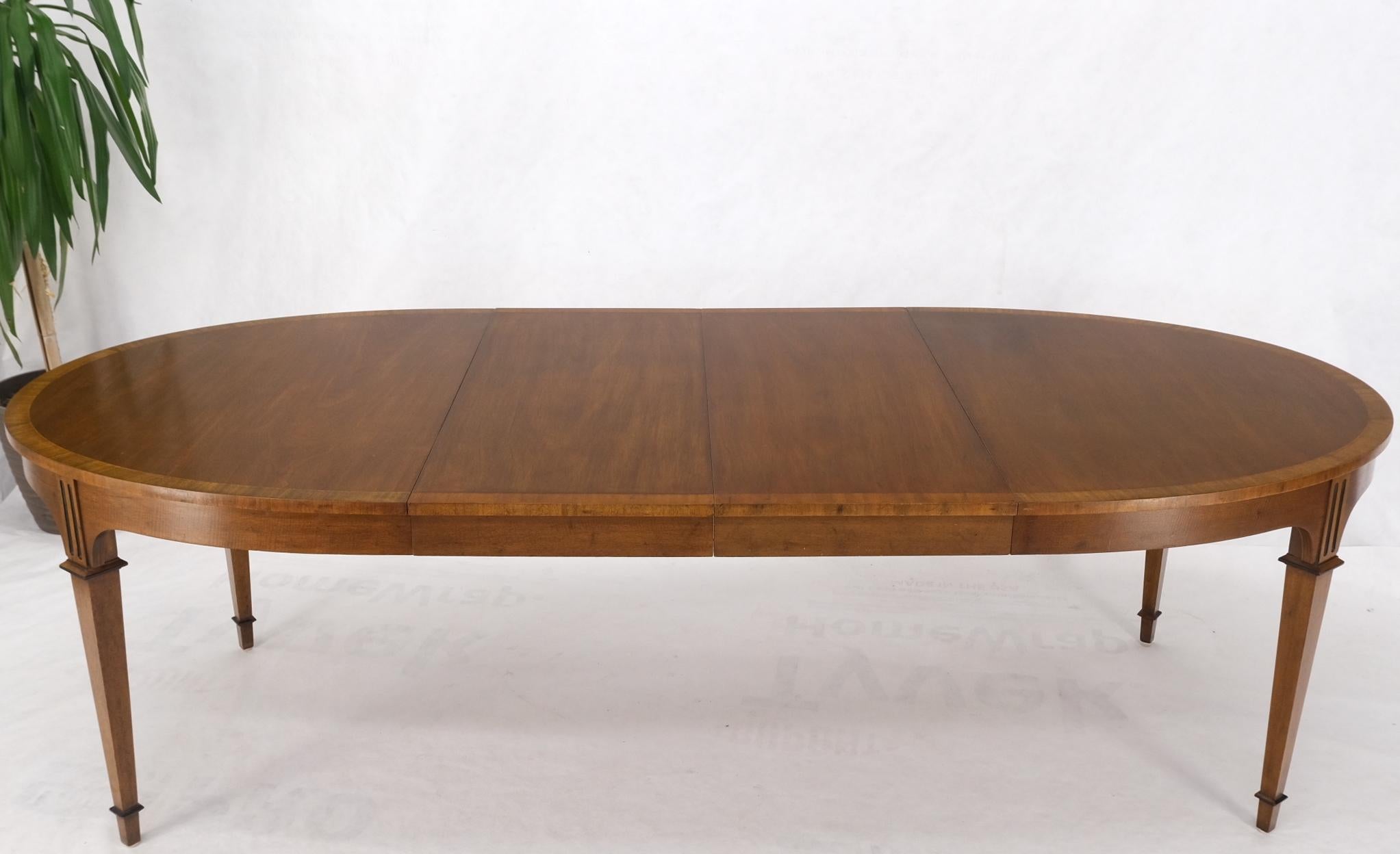 Banded Walnut Oval Mid-Century Modern Dining Table w/ Two Extension Leaves Board 11