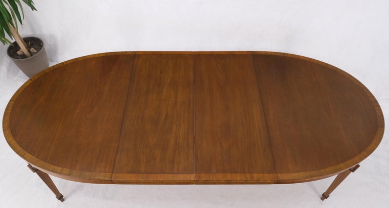 Banded Walnut Oval Mid-Century Modern Dining Table w/ Two Extension Leaves Board 12
