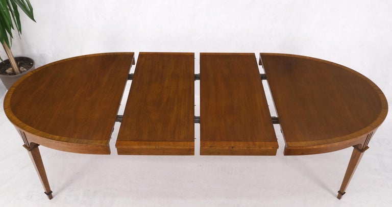 Banded Walnut Oval Mid-Century Modern Dining Table w/ Two Extension Leaves Board 4