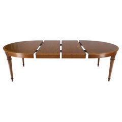 Banded Walnut Oval Mid-Century Modern Dining Table w/ Two Extension Leaves Board