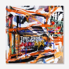 "Last Night in Times Square" Pittura acrilica originale a tecnica mista
