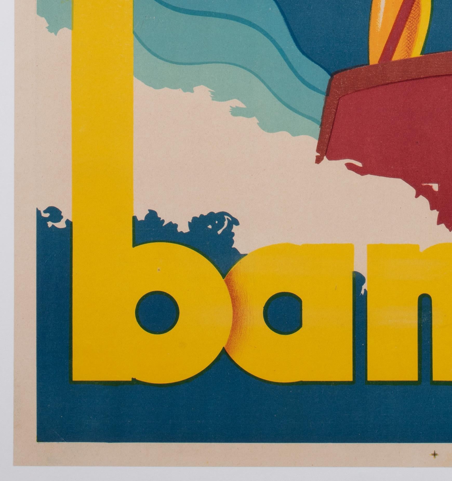 Bandol 1930s French Travel Poster, Sports, Ski, Andre Bermond For Sale 2