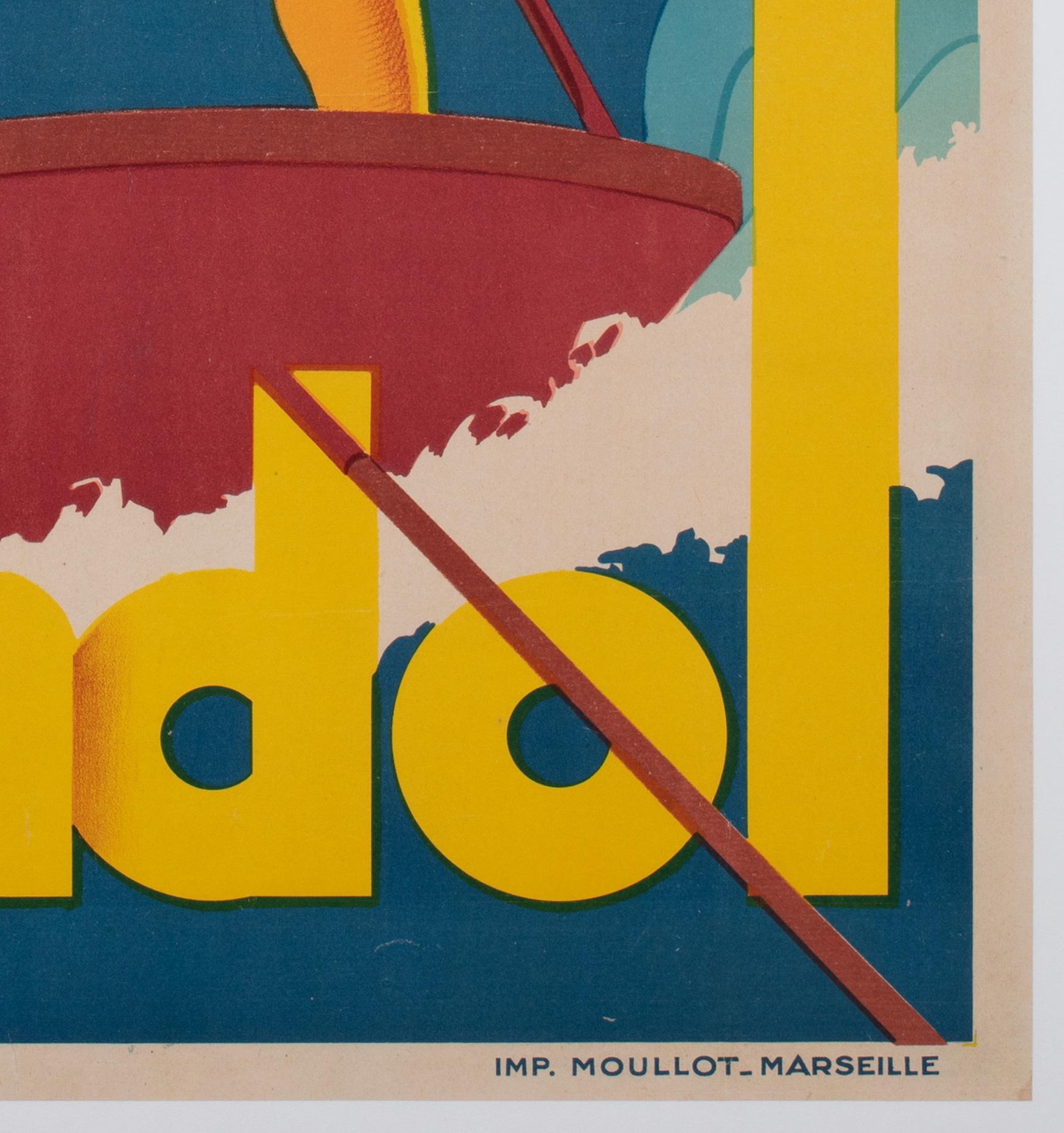 Bandol 1930s French Travel Poster, Sports, Ski, Andre Bermond For Sale 3