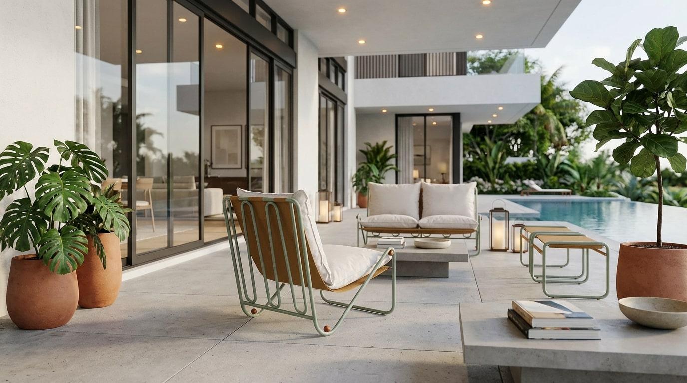 Moderno Poltrona da esterno Bandol Woven in metallo laccato in vendita