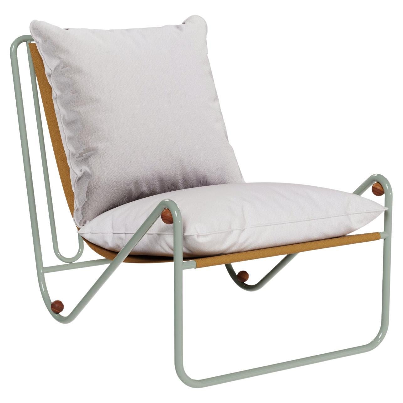 Bandol Woven Outdoor Lounge Armchair in Lacquered Metal