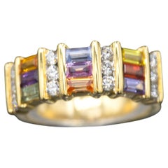 Bague fantaisie saphir  Diamants 18 carats