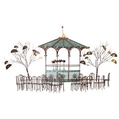 Vintage Bandstand / Gazebo Mixed Metal Wall Sculpture by Curtis Jere