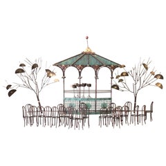 Bandstand / Gazebo Mixed Metal Wall Sculpture by Curtis Jere