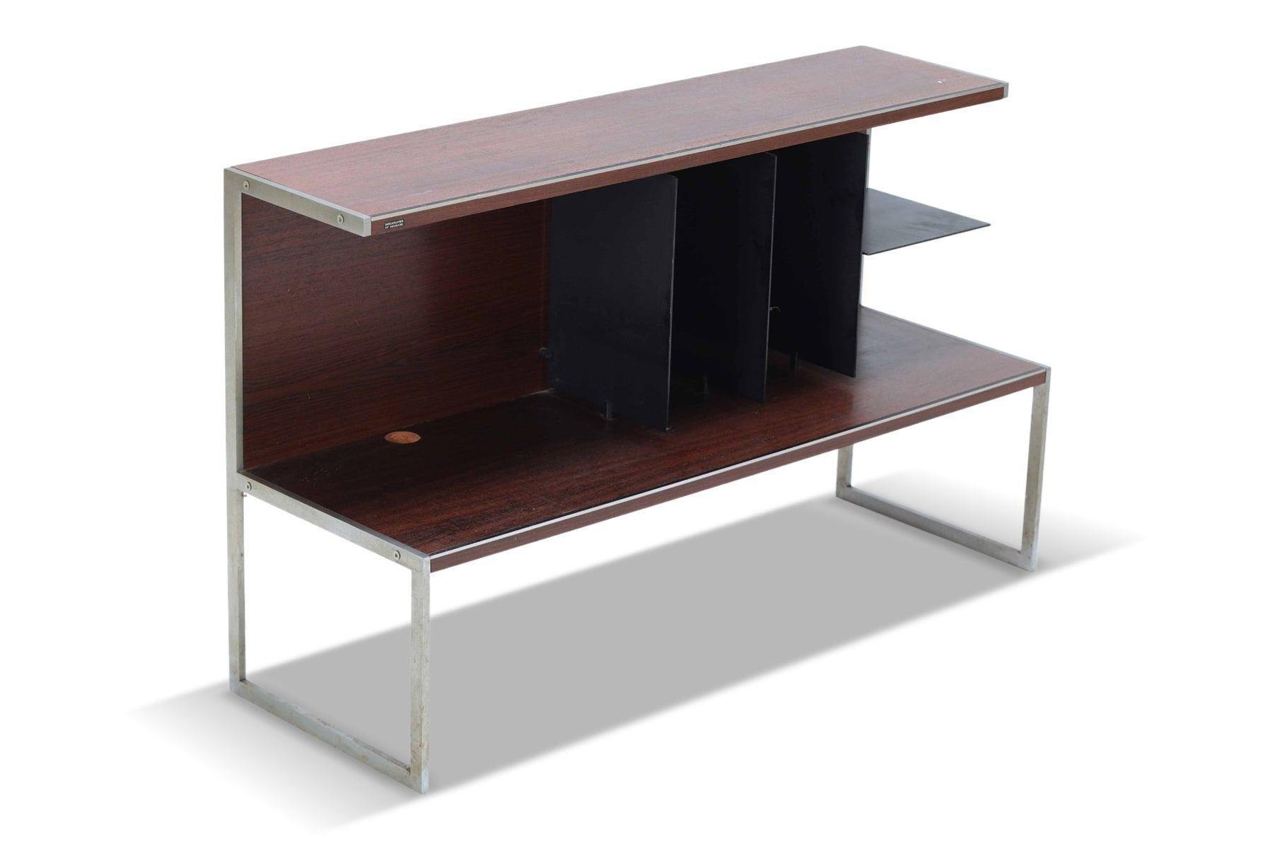 Origin: Denmark
Designer: Unknown
Manufacturer: Bang + Olufsen 
Era: 1960s
Dimensions: 39.5″ wide x 13.5″ deep x 24″ tall