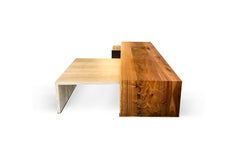 Modern Handmade Walnut, Oak, Ash with Brass Detail Nesting Coffee Table - Tent
