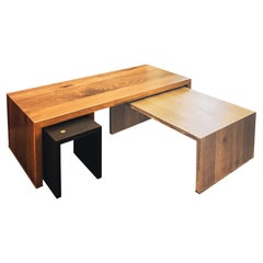 Modern Handmade Walnut, Oak, Ash with Brass Detail Nesting Coffee Table - Tent