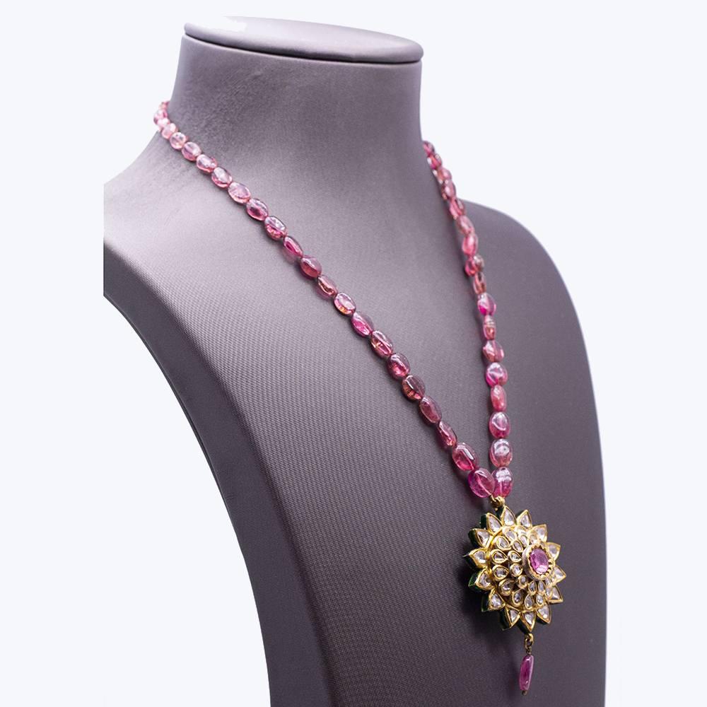 BANGLADESH Halskette mit Rubelit und Diamanten im Angebot 4