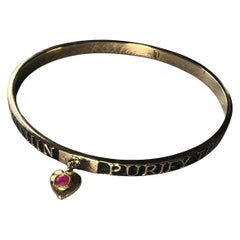 Bangle Black Enamel Ruby Heart