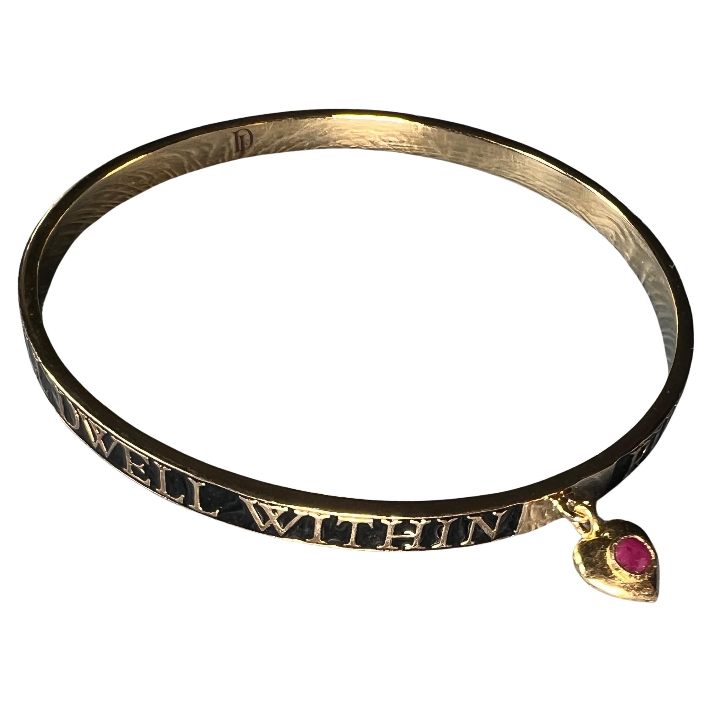 Bangle Black Enamel Ruby Heart