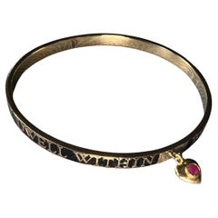 Bangle Black Enamel Ruby Heart