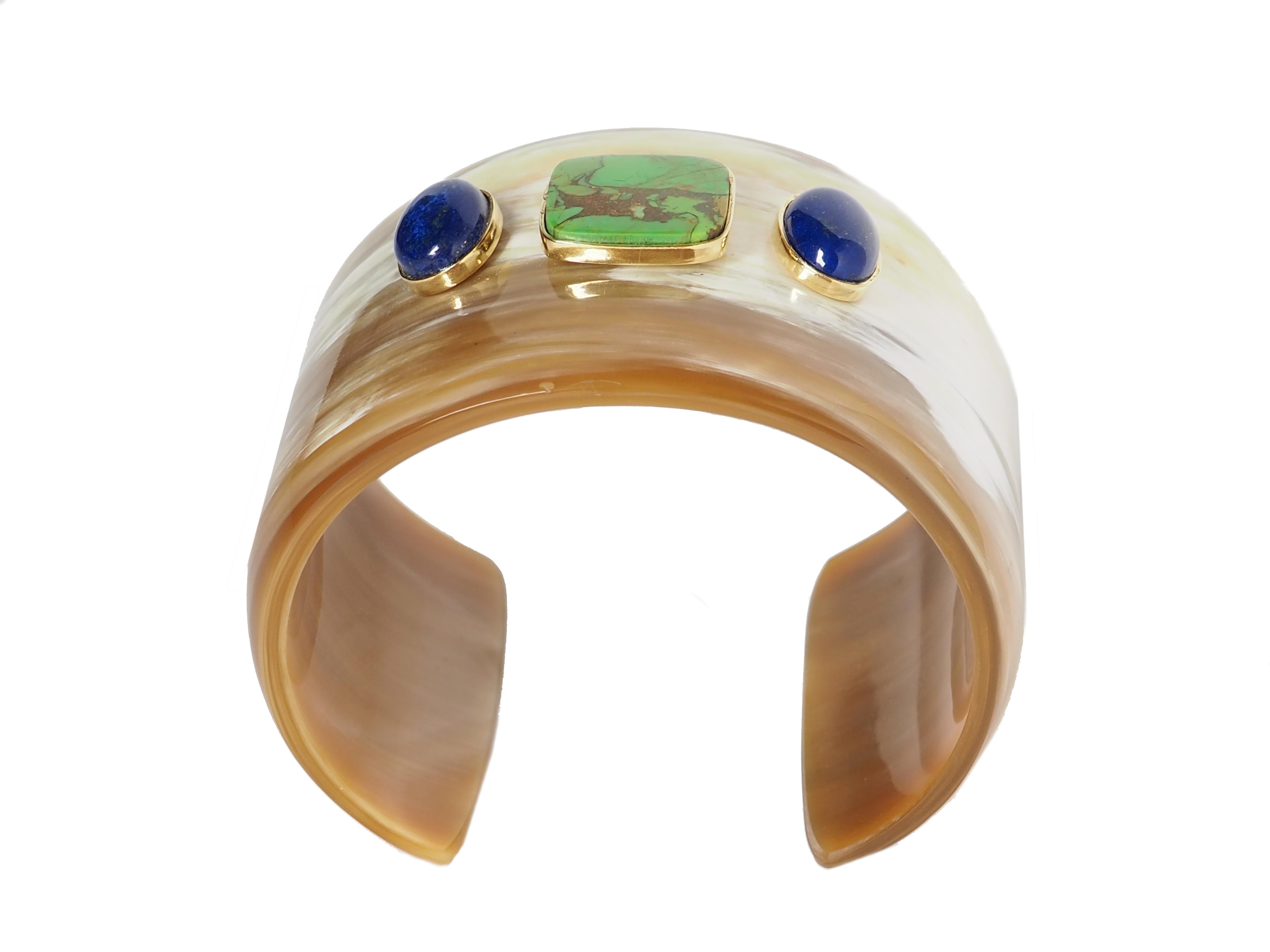 Artista Bangle Osso Turchese Lapislazzuli Oro in vendita