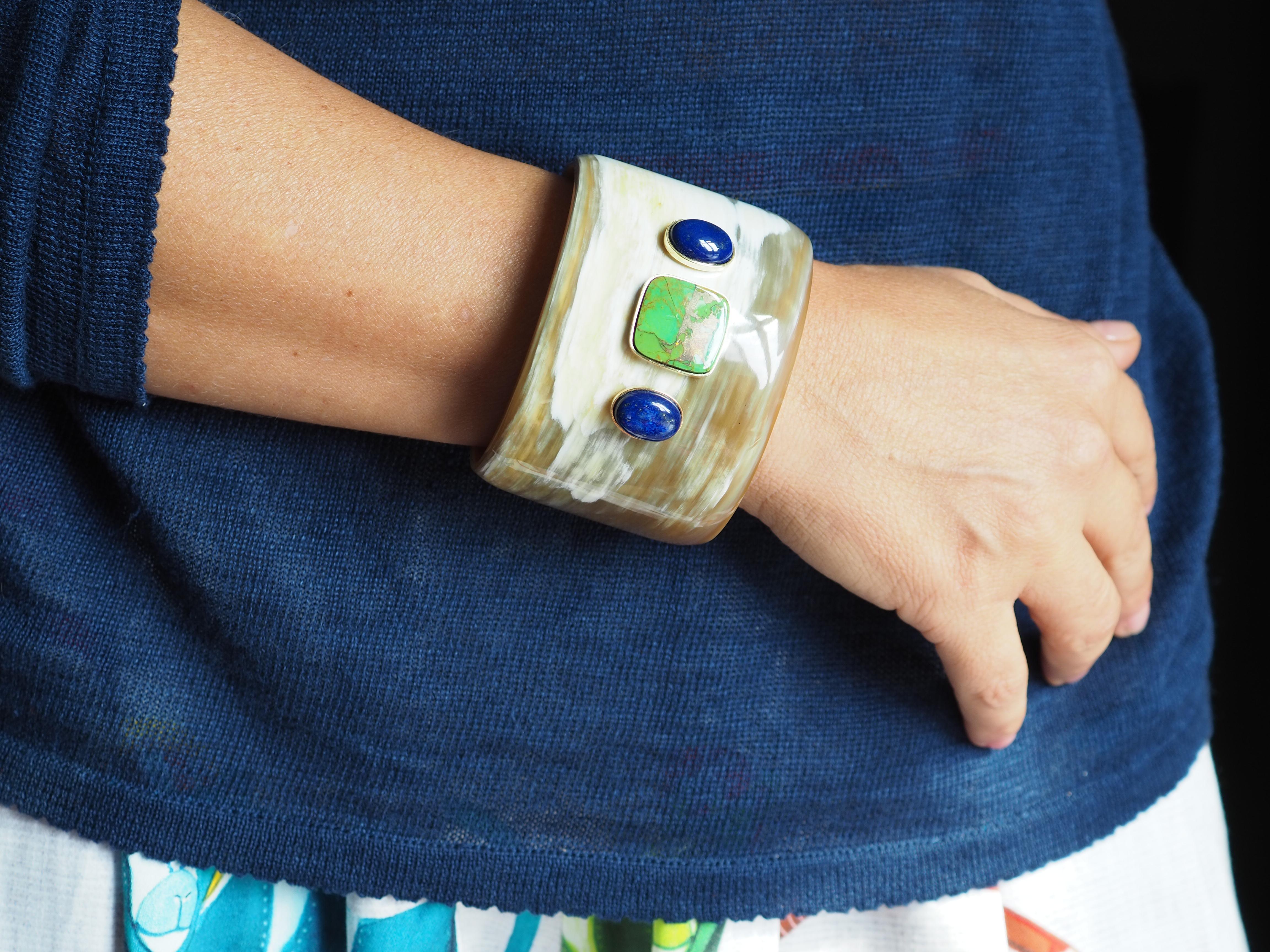 da uomo o donna Bangle Osso Turchese Lapislazzuli Oro in vendita