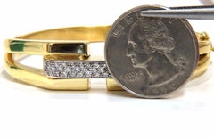 Bangle Bracelet 14 Karat .70 Carat Round Natural Diamonds Raised Bar Mod Deco*