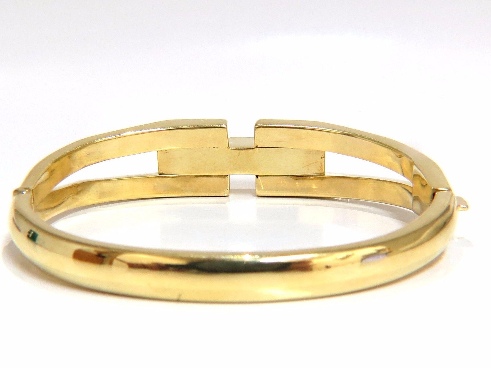 Bracciale Bangle 14 Karat .70 Carat Round Natural Diamonds Raised Bar Mod Deco in vendita 3