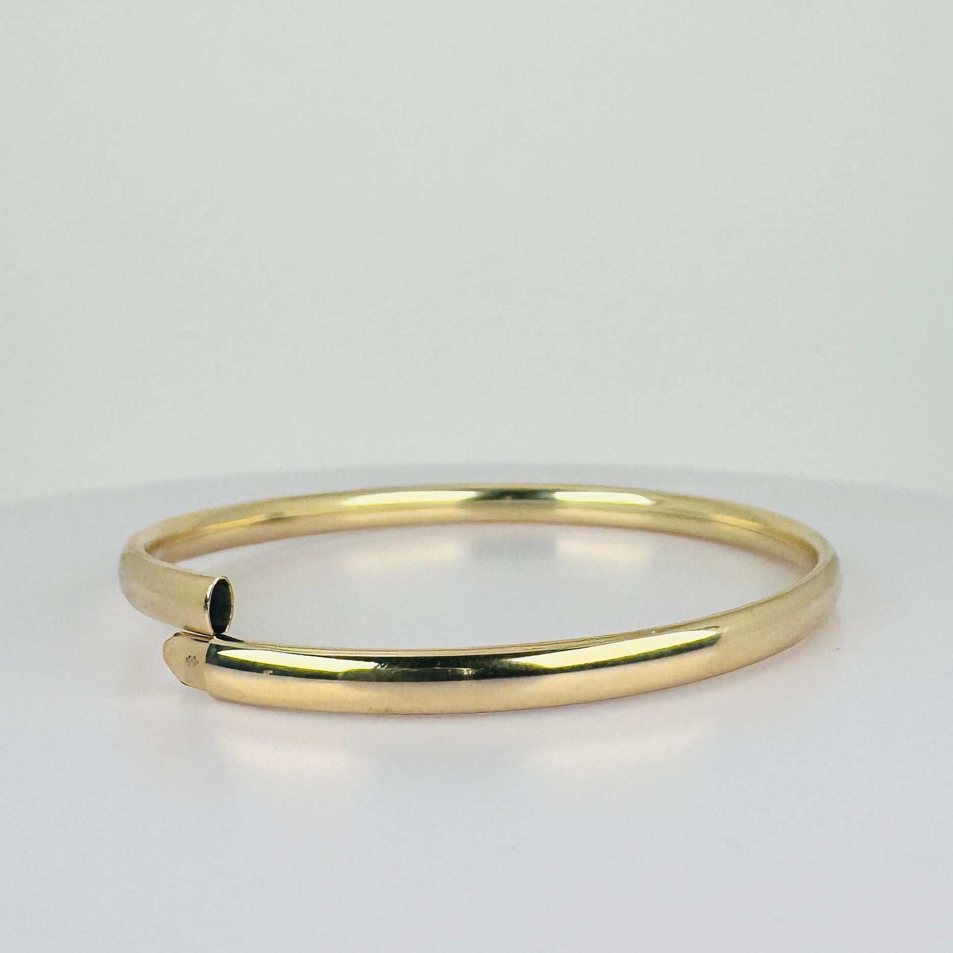 Bracelet en or jaune 14k - Classic - 64 mm fermoir à seau sécurisé en vente 3
