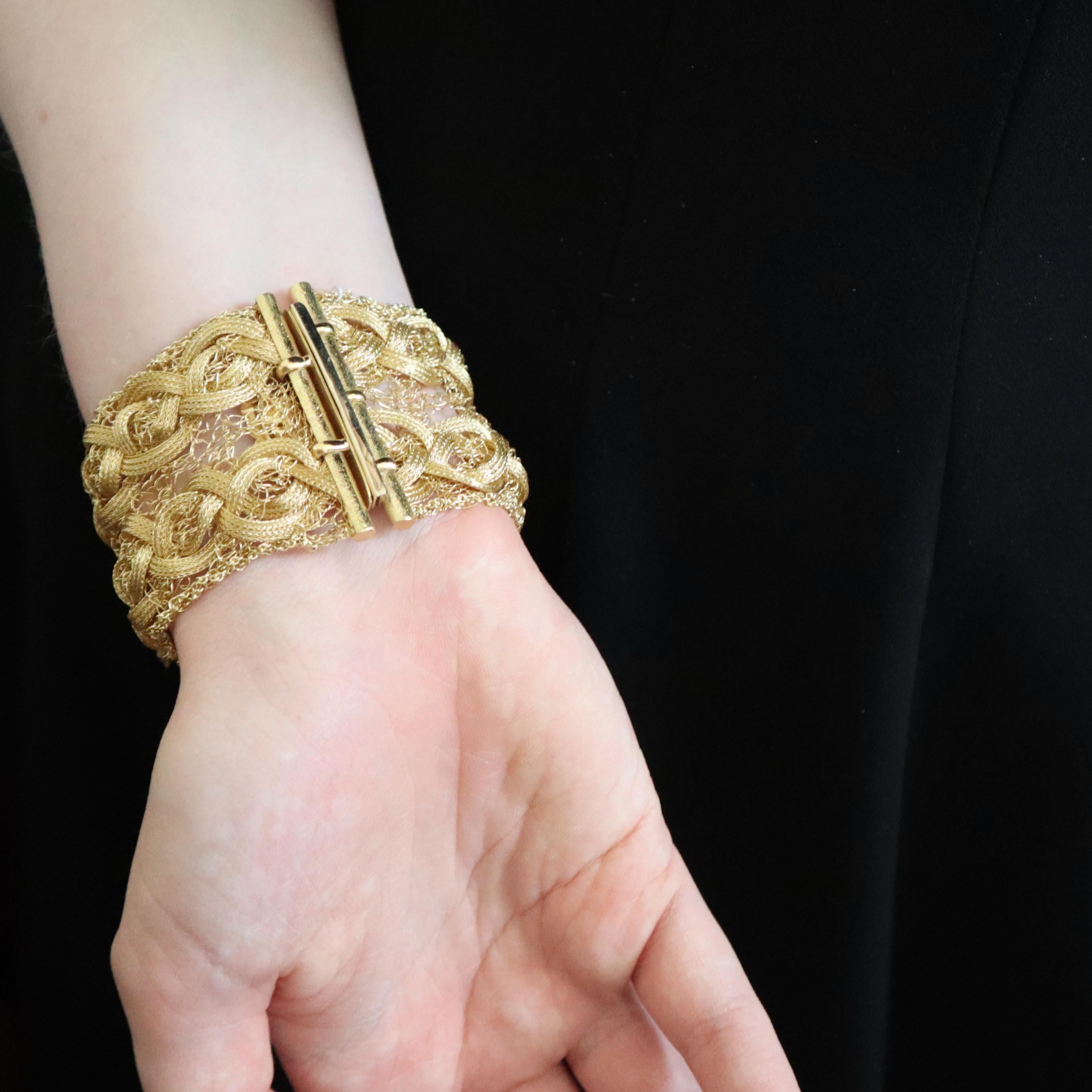 Rétro Bracelet jonc en or jaune 18 carats en vente