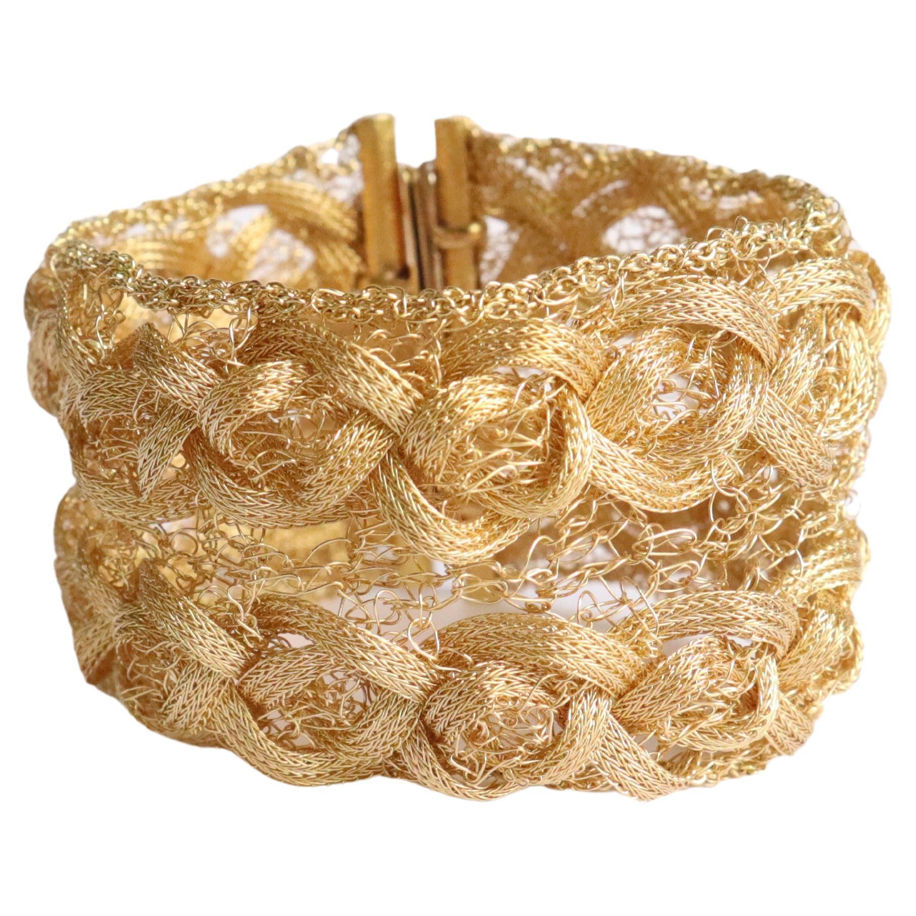 Bangle Bracelet 18 Carat Yellow Gold For Sale
