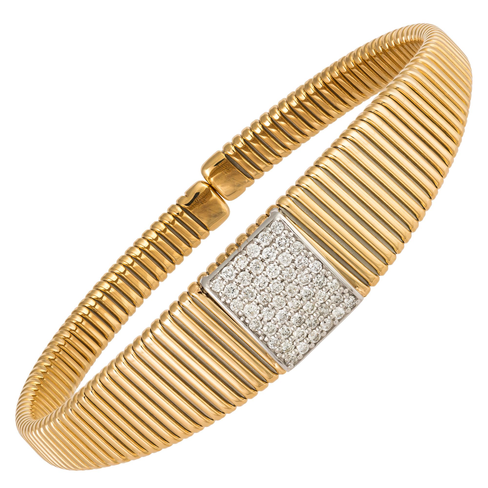 Moderne Bracelet manchette diamant or blanc rose 18K pour elle en vente
