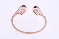 Bangle Bracelet Rose Gold with Fan Shaped Mother of Pearl and Rock Crystal