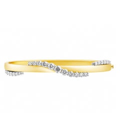 Bangle Bracelet with Diamonds in 14K Yellow Gold & Platinum